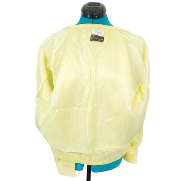 1950s Cashmere Cardigan Yellow Vintage Sweater Handmade British Crown Colony 60s - Picture 8 of 10